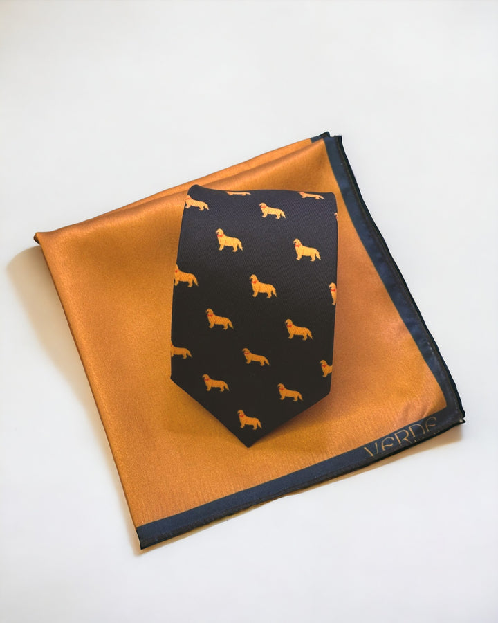 Buy Golden Pocket Square Online In India, Retriever Tie and Pocket Square Gift Set, Neck Ties & Pocket Squares Combo, Neck Ties