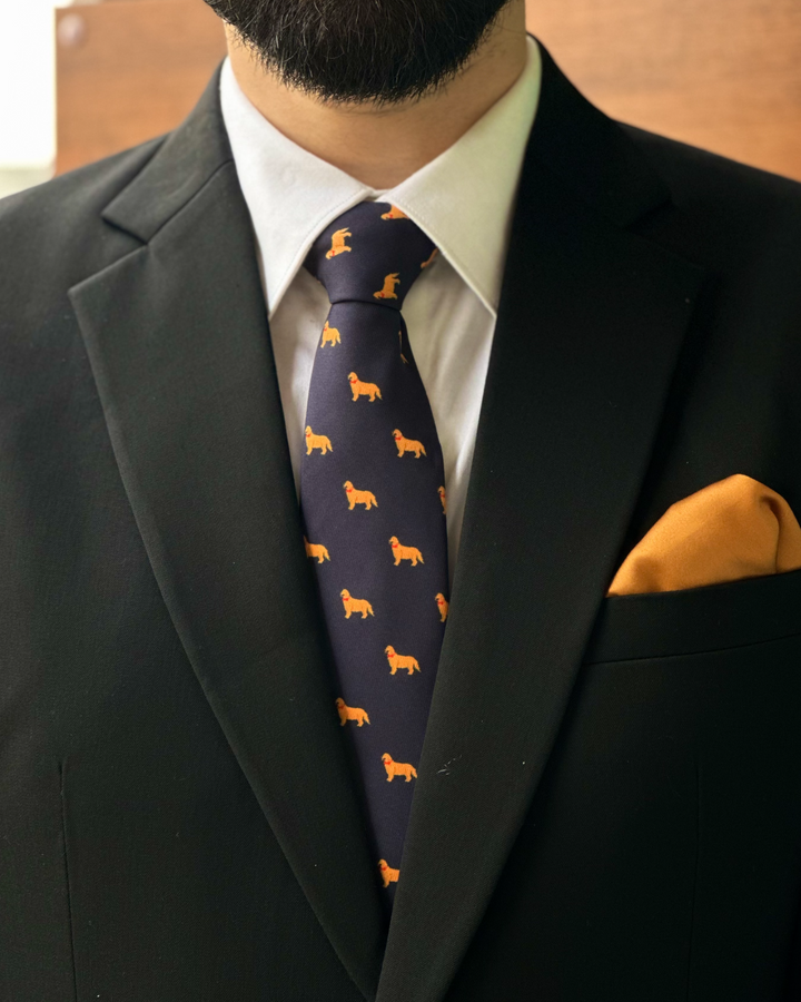 Luxury men's pocket square gift set, Retriever Tie and Pocket Square Gift Set, neck tie and pocket square combos for men