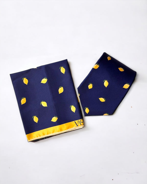 Sorrento Lemon Tie and Pocket Square Gift Set